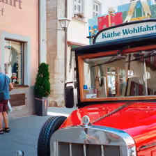 Touristenbus vor Käthe Wohlfahrt, Rothenburg