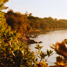 Sonnenuntergang am Strand von Rovinj, Kroatien