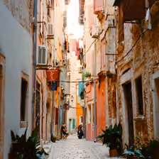 Gasse in Rovinj, Kroatien