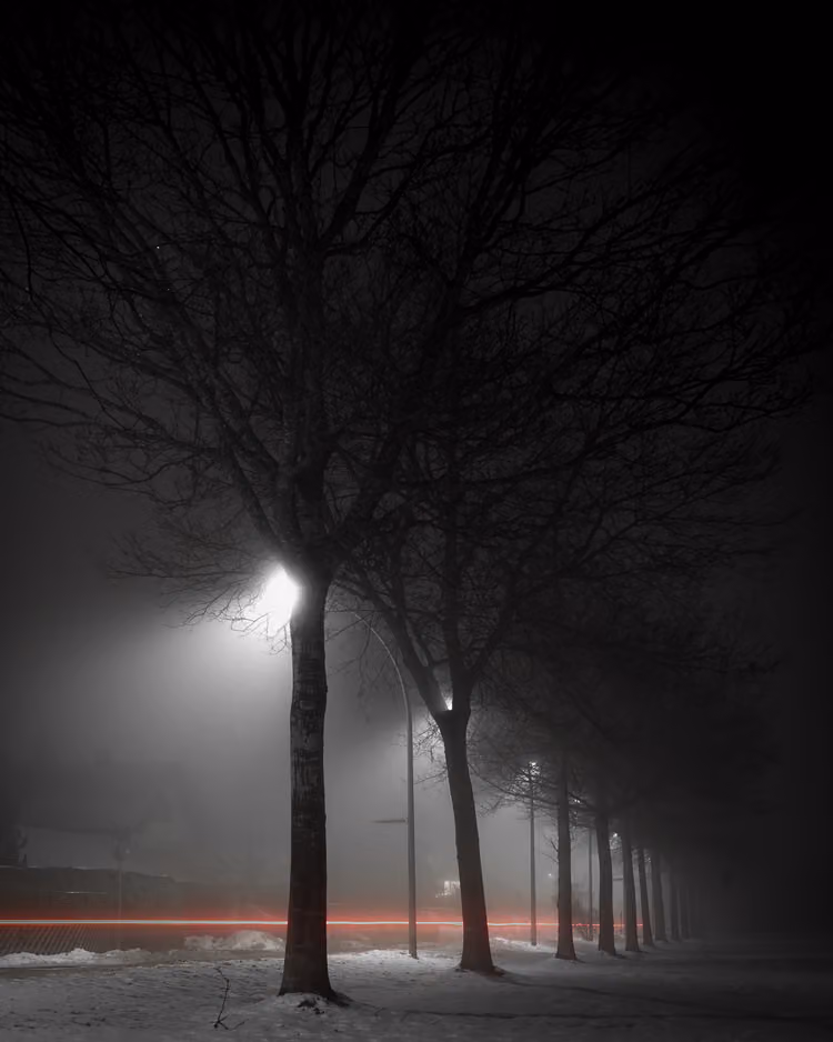 Schönlinder Straße bei Nacht, Schongau